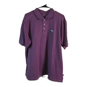 Tommy Bahama Polo Shirt Mens XL Plum Purple Short Sleeve Logo Cotton Blend Top